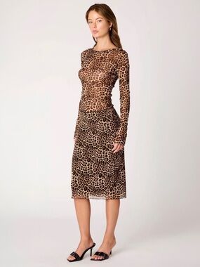 NIA WOMENS LEOPARD SHEER TOP